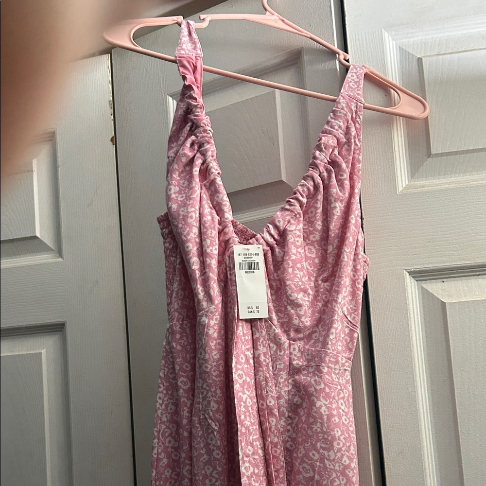 Abercrombie and fitch Pink Floral Sleeveless Dress with slit midi